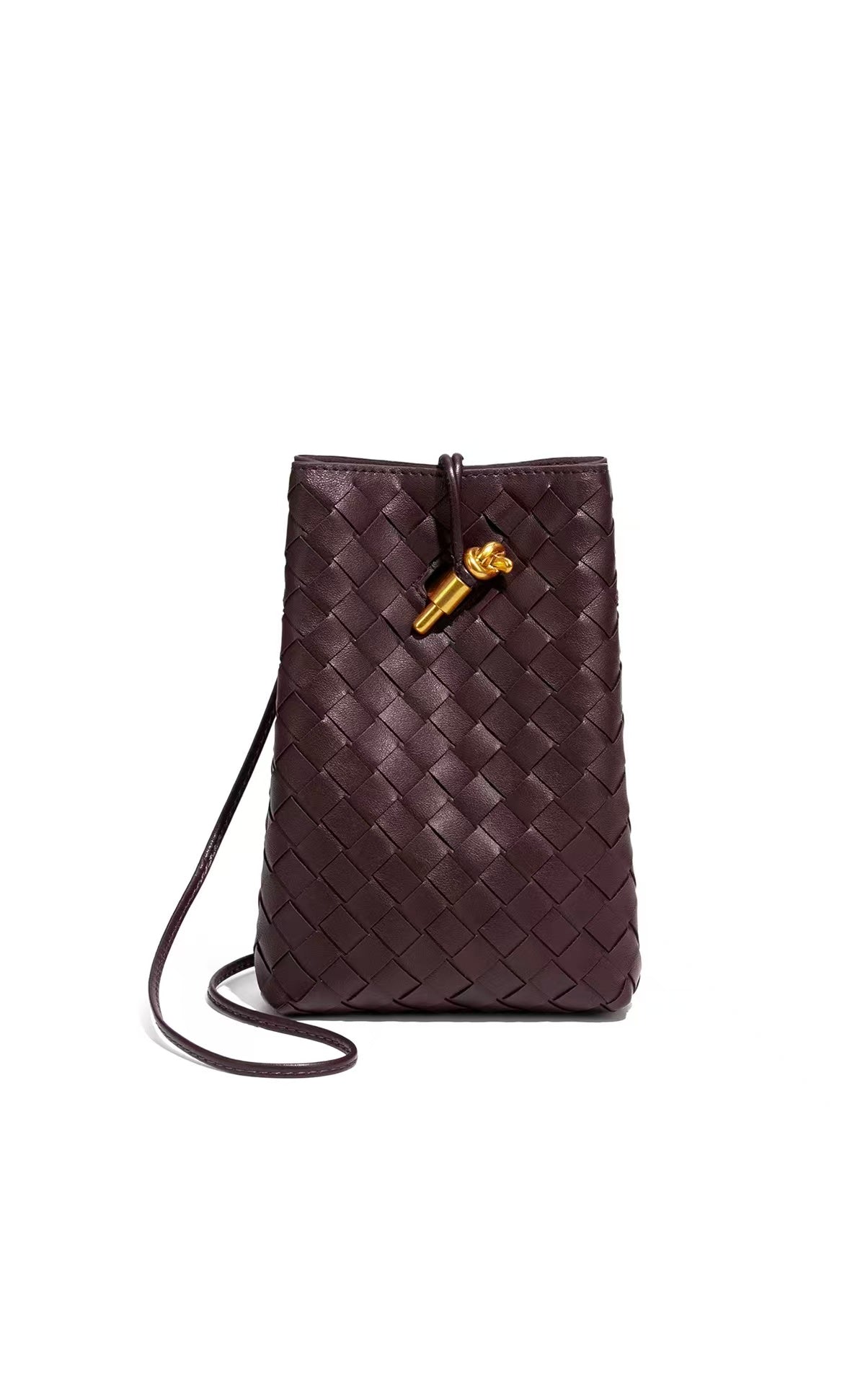 BV Andiamo Phone Pouch Bag 22cm Multicolor Intrecciato Leather