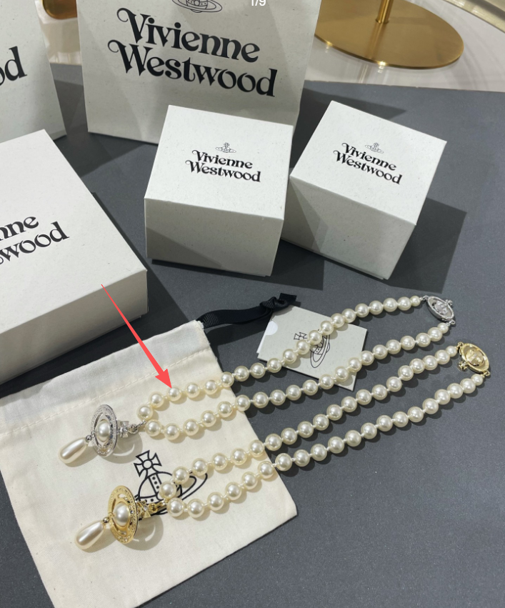 Vivienne Westwood One Row Pearl Drop Chokers Necklace