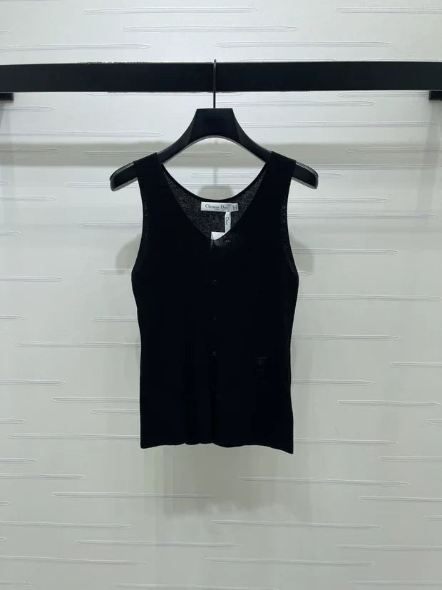Dior 2026 V-neck Tank Top White Black Blue Green Wool