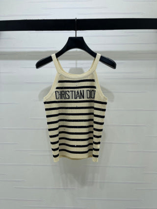 CD 26 Striped Rhinestone Knit Vest in Nylon 385416