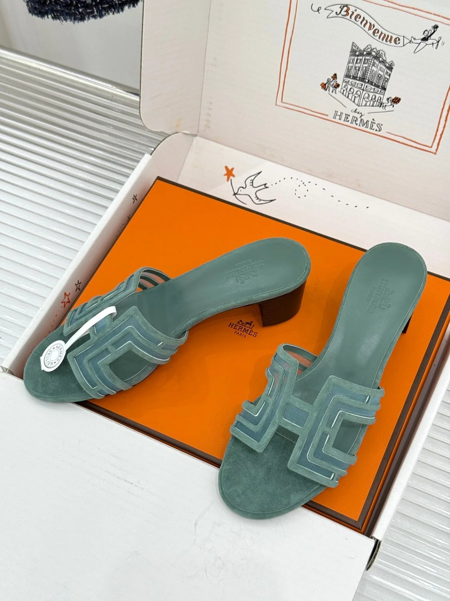 Hermes 2026 Oran Sandal 5cm Suede Mesh 898415