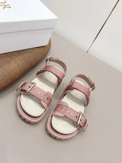 CD 26A Platform Sandal Two Tone Canvas Cowhide Silver Buckle