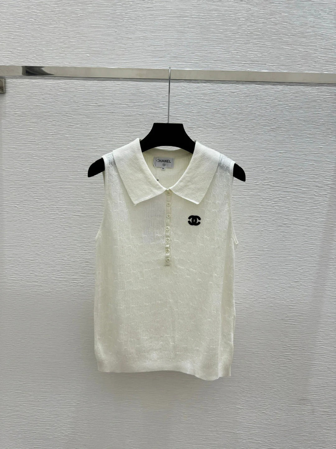 Chanel 2026 Collared Knitted Vest Tencel Wool 294904