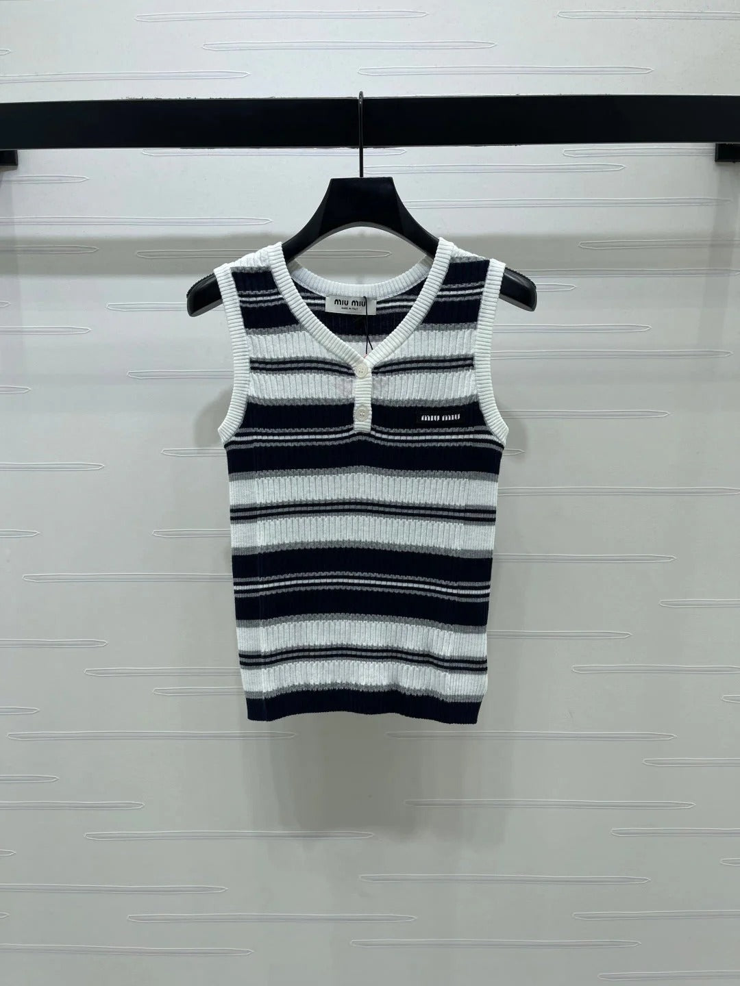 Miumiu 2026 Striped knit V-neck Vest Wool 246238