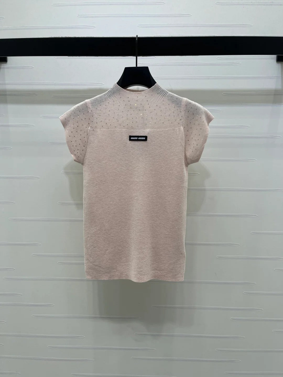 Miumiu 2026 Crew Neck Sheer Knit Short-sleeved Top 352770