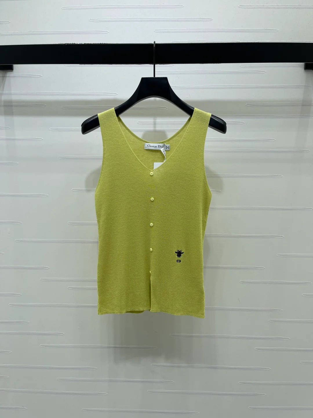 Dior 2026 V-neck Tank Top White Black Blue Green Wool