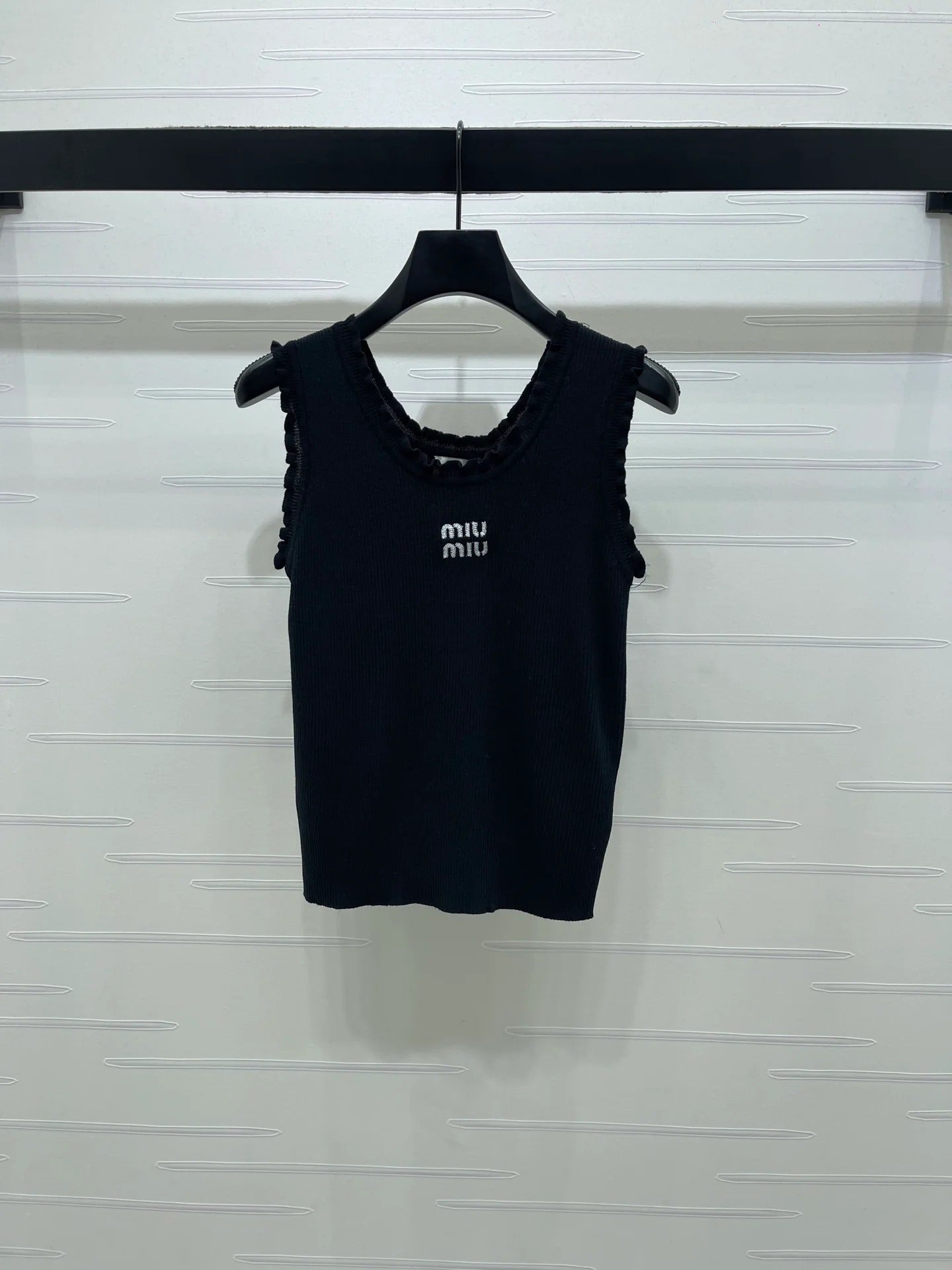 Miumiu 2026 Lace-trimmed Camisole Knit Vest Wool Tencel